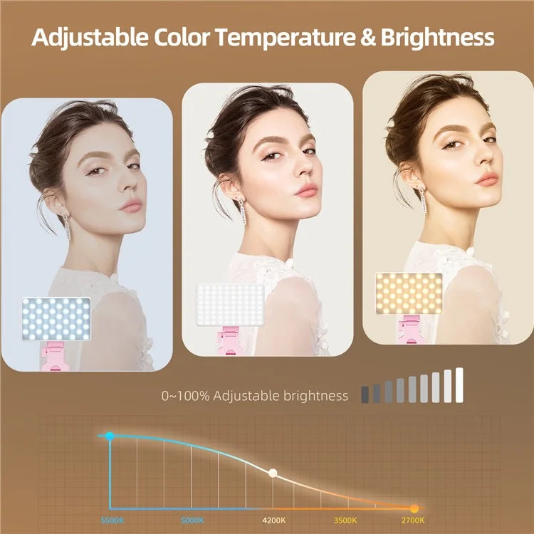 V12A Portable Selfie Live Streaming LED Fill Light Phone Laptop Video Conference Fill Lamp