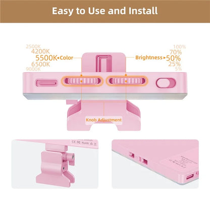 V12A Portable Selfie Live Streaming LED Fill Light Phone Laptop Video Conference Fill Lamp