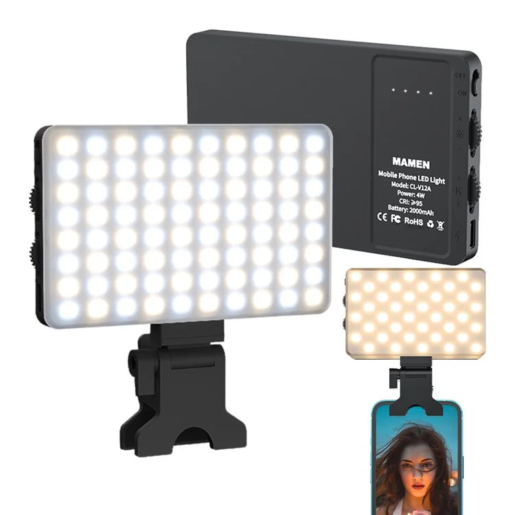 V12A Portable Selfie Live Streaming LED Fill Light Phone Laptop Video Conference Fill Lamp