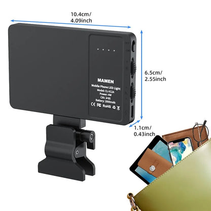 V12A Portable Selfie Live Streaming LED Fill Light Phone Laptop Video Conference Fill Lamp