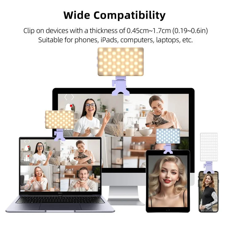V12A Portable Selfie Live Streaming LED Fill Light Phone Laptop Video Conference Fill Lamp