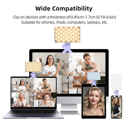 V12A Portable Selfie Live Streaming LED Fill Light Phone Laptop Video Conference Fill Lamp