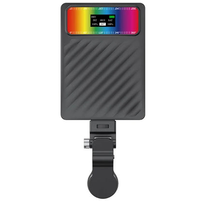 V16R 24 Effects RGB Light Clip-On Pocket Fill Light with OLED Screen for Mobile Phone / Tablet / Laptop