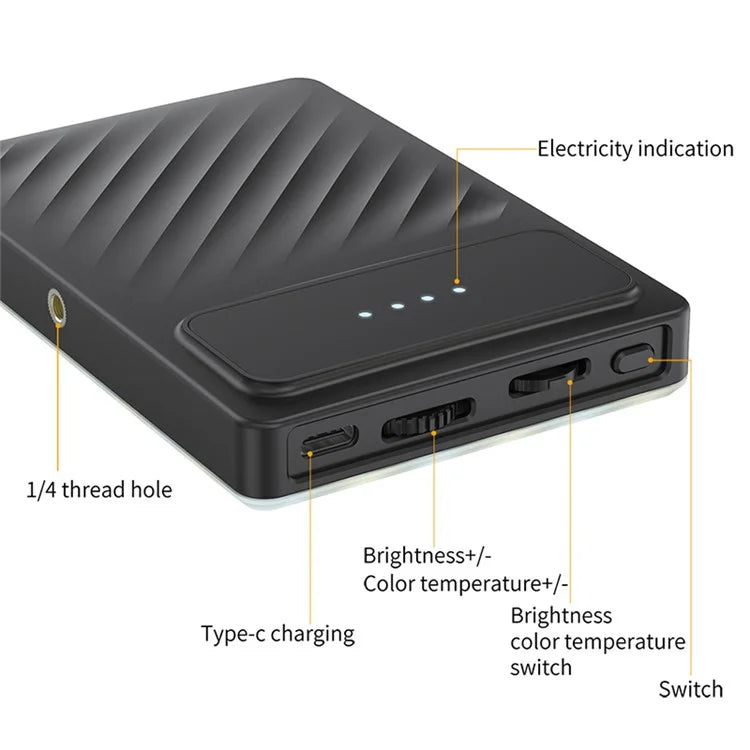 V16R 24 Effects RGB Light Clip-On Pocket Fill Light with OLED Screen for Mobile Phone / Tablet / Laptop