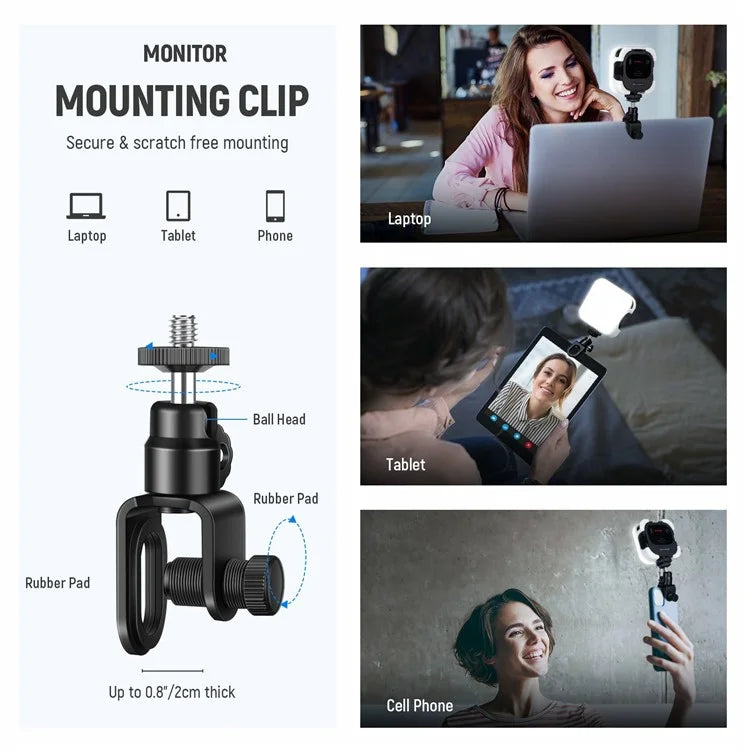 NEEWER PL81 Clip On Selfie Light for Phone / Laptop with Cold Shoe for Streaming Video Vlogging Lighting