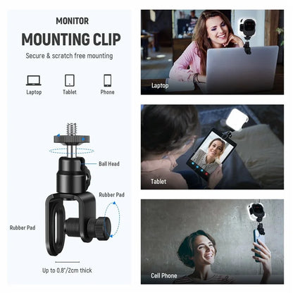 NEEWER PL81 Clip On Selfie Light for Phone / Laptop with Cold Shoe for Streaming Video Vlogging Lighting