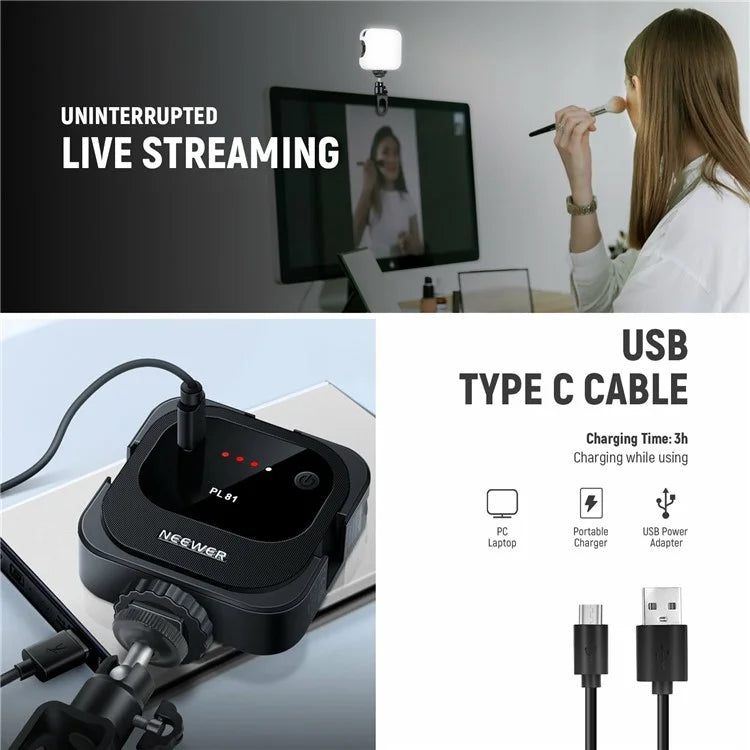 NEEWER PL81 Clip On Selfie Light for Phone / Laptop with Cold Shoe for Streaming Video Vlogging Lighting