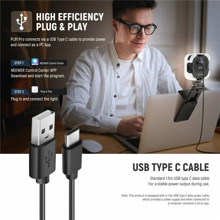NEEWER PL81 PRO Portable LED Video Light 2900K-7000K Professional Streaming Light