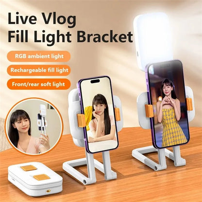 DP2.PRO Foldable Desktop Phone Holder Fill Light Live Streaming Video Recording Fill Light