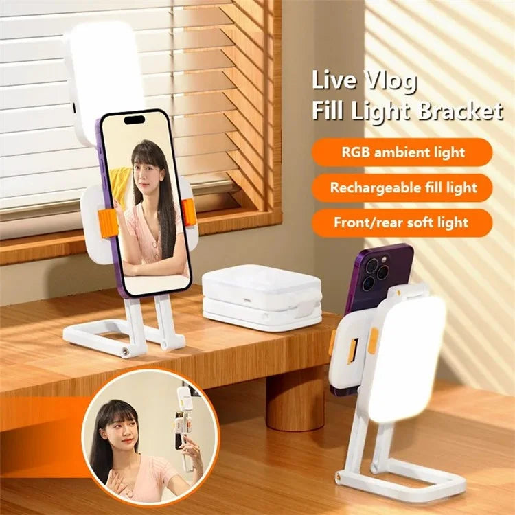 DP2.PRO Foldable Desktop Phone Holder Fill Light Live Streaming Video Recording Fill Light