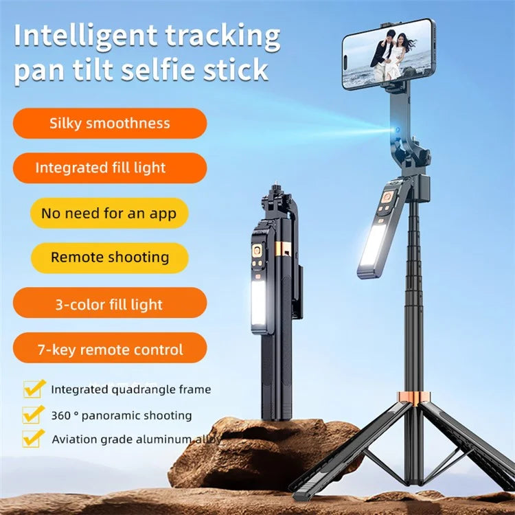 CL10 1.8m Gesture Tracking Tripod 3-Color Fill Light Selfie Stick with Remote Control
