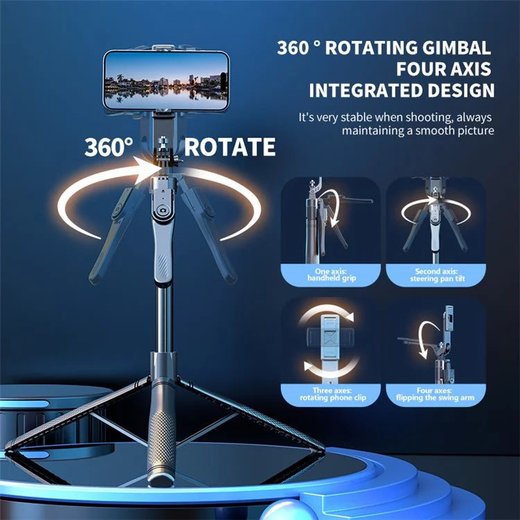 K29 2.15m Bluetooth Selfie Stick Double Phone Clip Tripod Stand with 4 Fill Light