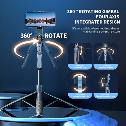 K29D 2.15m Bluetooth Selfie Stick 360 Degree Rotatable Gimbal Tripod Stand with Dual Fill Light