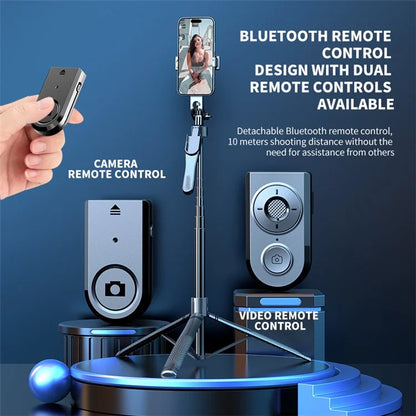 K29D 2.15m Bluetooth Selfie Stick 360 Degree Rotatable Gimbal Tripod Stand with Dual Fill Light
