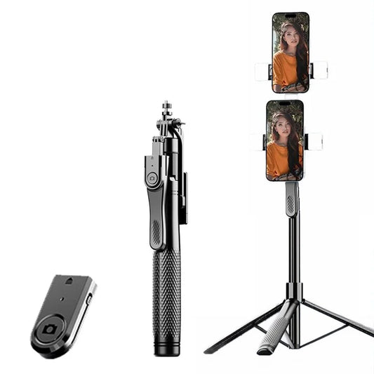 K29 2.15m Bluetooth Selfie Stick 360 Degree Rotatable Gimbal Tripod Stand with Dual Phone Clip