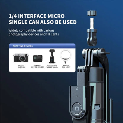K29 2.15m Bluetooth Selfie Stick 360 Degree Rotatable Gimbal Tripod Stand with Dual Phone Clip