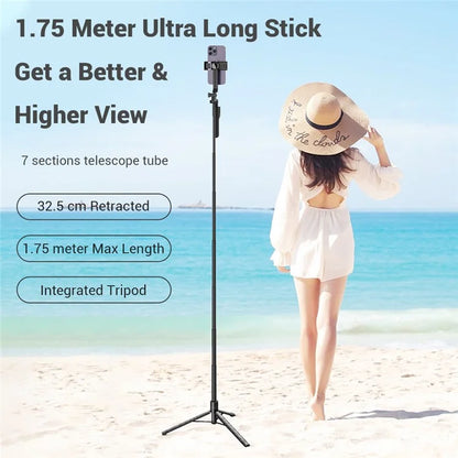 K28 2-in-1 175cm Extendable Aluminum Alloy Floor Tripod Handheld Bluetooth Selfie Stick