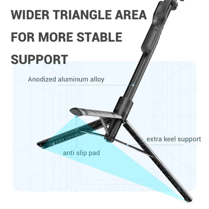 K28 2-in-1 175cm Extendable Aluminum Alloy Floor Tripod Handheld Bluetooth Selfie Stick