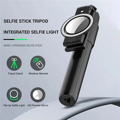 K13 Bluetooth Selfie Stick Folding Tripod Stand with Flip Up Fill Light and HD Mirror
