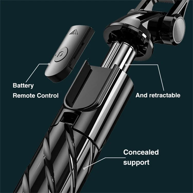 K03 Portable Bluetooth Selfie Stick with Remote Control Adjustable Height Tripod Stand