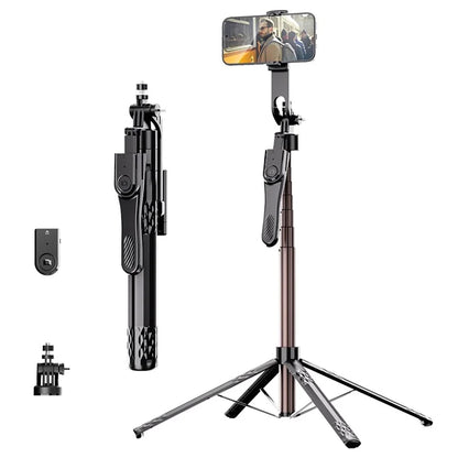 C11 1.85m Phone Holder Extendable Aluminum Alloy Rod Four-Legged Floor Stand Bluetooth Selfie Stick