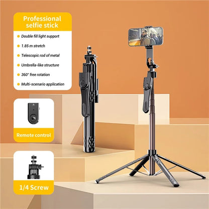 C11 1.85m Phone Holder Extendable Aluminum Alloy Rod Four-Legged Floor Stand Bluetooth Selfie Stick