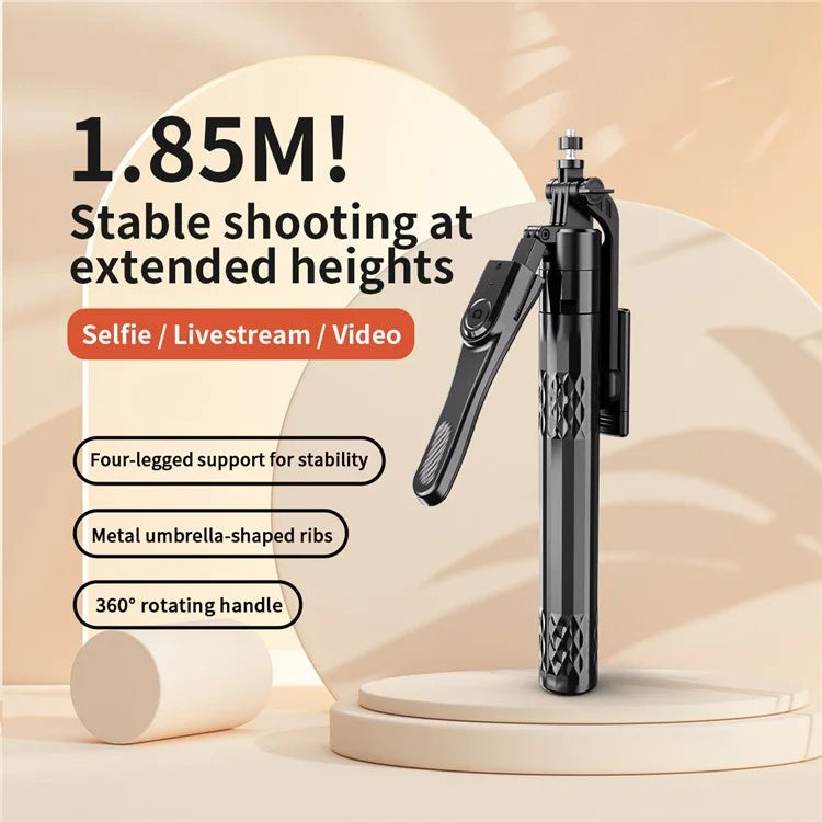 C11 1.85m Phone Holder Extendable Aluminum Alloy Rod Four-Legged Floor Stand Bluetooth Selfie Stick