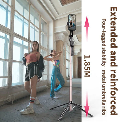C11 1.85m Phone Holder Extendable Aluminum Alloy Rod Four-Legged Floor Stand Bluetooth Selfie Stick