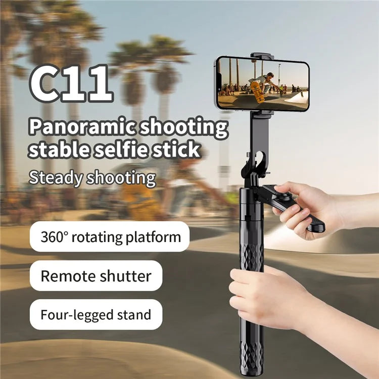 C11 1.85m Extendable Four-Legged Floor Stand Phone Holder Bluetooth Selfie Stick with 2 Fill Lights
