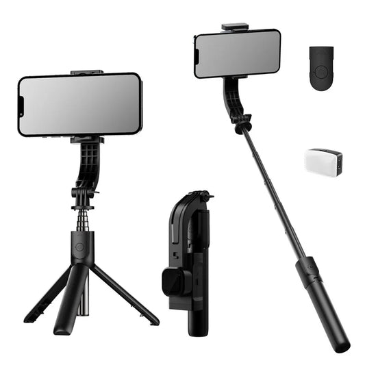 C06 Extendable Tripod Stand Phone Anti-Shake Stabilizer Bluetooth Selfie Stick with 2 Magnetic Fill Lights