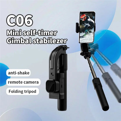 C06 Phone Gimbal Extendable Tripod Stand Anti-Shake Stabilizer Live Streaming Bluetooth Selfie Stick