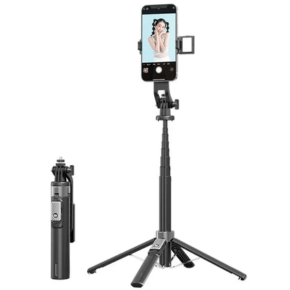 P135-V1 Selfie Stick Stable 4-Leg Tripod Phone Holder Stand with Remote Control+Single Fill Light