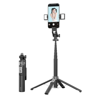 P135-V2 Selfie Stick Stable 4-Leg Tripod Phone Holder Stand with Remote Control+Dual Fill Lights