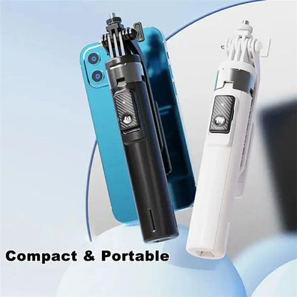P135-V2 Selfie Stick Stable 4-Leg Tripod Phone Holder Stand with Remote Control+Dual Fill Lights