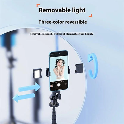 P135-V2 Selfie Stick Stable 4-Leg Tripod Phone Holder Stand with Remote Control+Dual Fill Lights