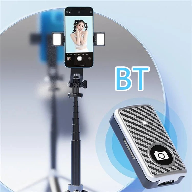 P135-V2 Selfie Stick Stable 4-Leg Tripod Phone Holder Stand with Remote Control+Dual Fill Lights