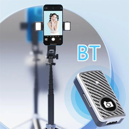P135-V2 Selfie Stick Stable 4-Leg Tripod Phone Holder Stand with Remote Control+Dual Fill Lights