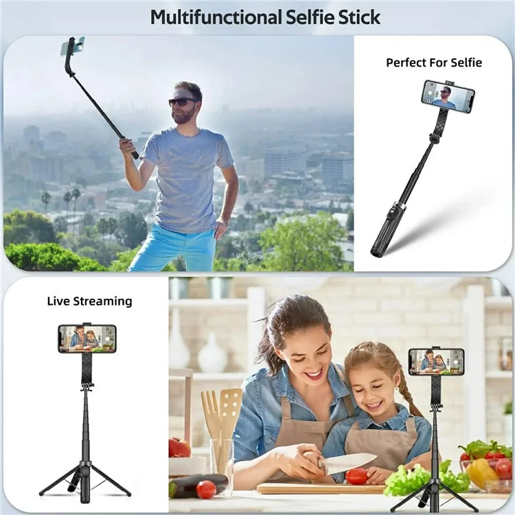 P07 Phone Holder Selfie Stick 4-Leg Tripod Stand with Remote Control