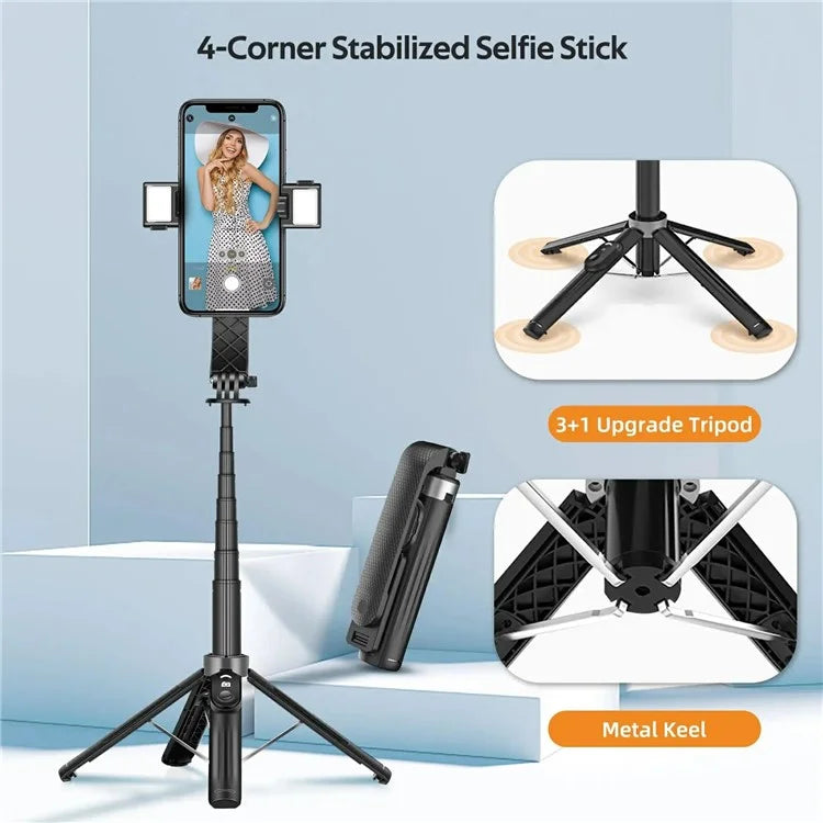 P07 Phone Holder Selfie Stick 4-Leg Tripod Stand with Remote Control