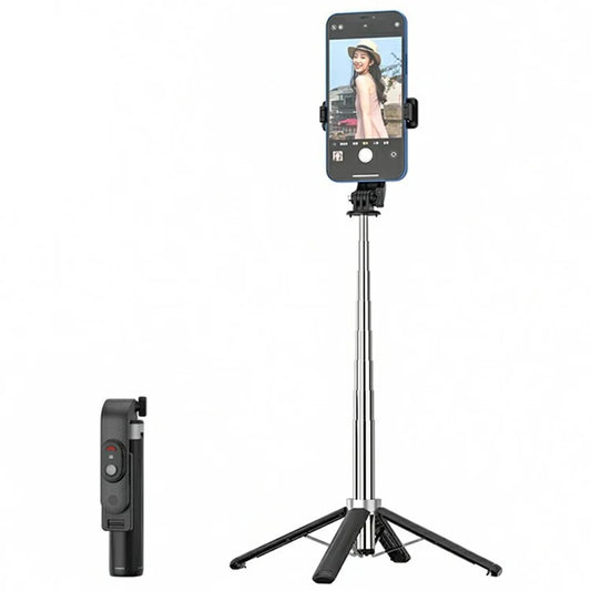 P06 Phone Holder Live Streaming Extendable Four-Leg Floor Stand Bluetooth Selfie Stick