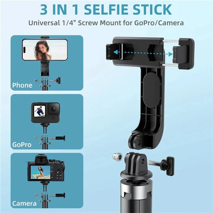P06 Phone Holder Live Streaming Extendable Four-Leg Floor Stand Bluetooth Selfie Stick