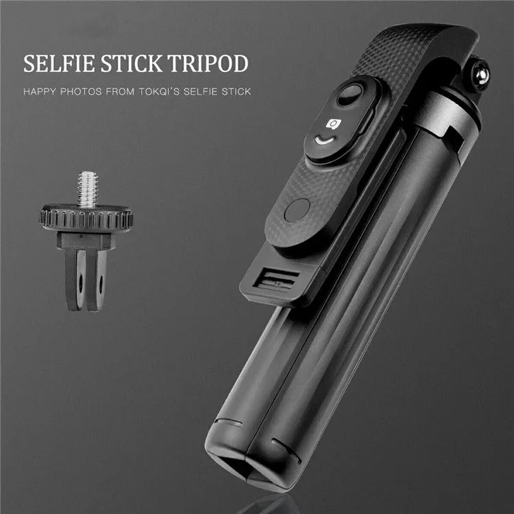 P06 Phone Holder Live Streaming Extendable Four-Leg Floor Stand Bluetooth Selfie Stick