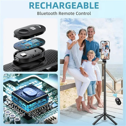 P06 Phone Holder Live Streaming Extendable Four-Leg Floor Stand Bluetooth Selfie Stick
