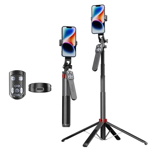 P185TK Phone Holder Live Streaming Four-Leg Floor Stand Extendable Bluetooth Selfie Stick