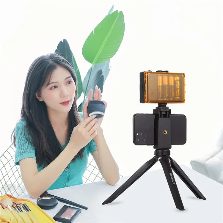 PULUZ PU506 Portable Camera Mobile Phone Stand Foldable Plastic Tripod with Phone Clip
