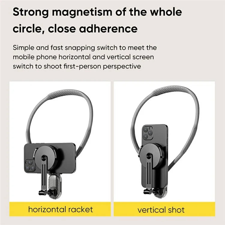 SCS-NH001 Magnetic Neck Phone Holder 360-Degree Rotation Hand Free POV Flexible Phone Neck Mount