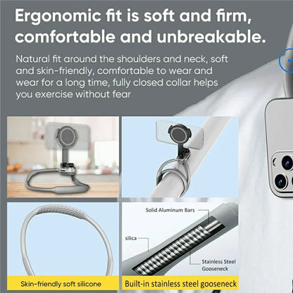 SCS-NH001 Magnetic Neck Phone Holder 360-Degree Rotation Hand Free POV Flexible Phone Neck Mount