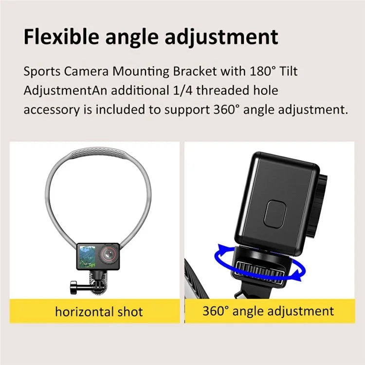 SCS-NH003 Magnetic Neck Holder with Phone Clip, 1 / 4 Adapter for Action Camera, Phone, Hands Free Neck Mount