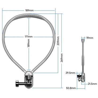 SCS-NH003 Magnetic Neck Holder with Phone Clip, 1 / 4 Adapter for Action Camera, Phone, Hands Free Neck Mount