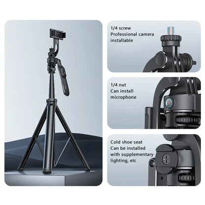 YESIDO SF17 Multifunctional Tripod Selfie Stick for Cell Phones, Camera Retractable Metal Tripod Stand